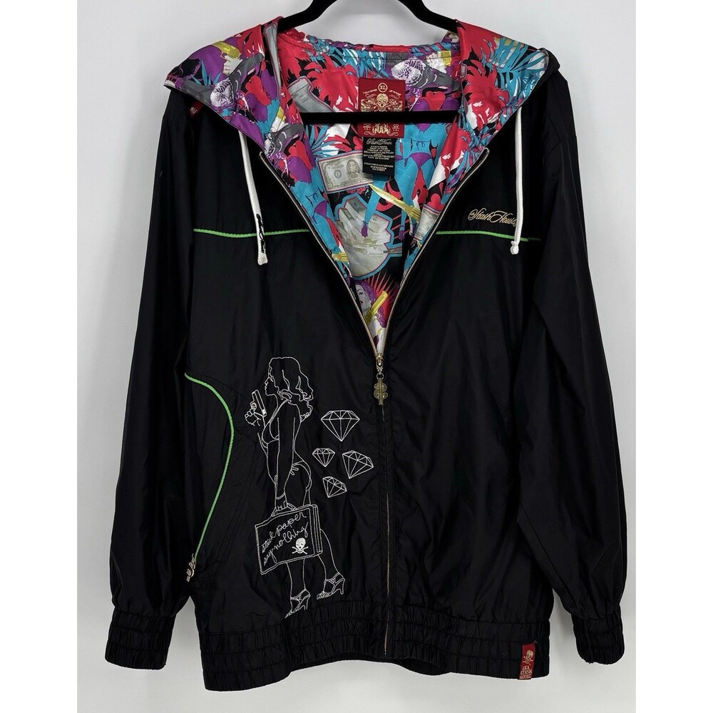 Stash House Reversible Jacket XL Rare Y2K Pin Up Diamond AOP Money Windbreaker